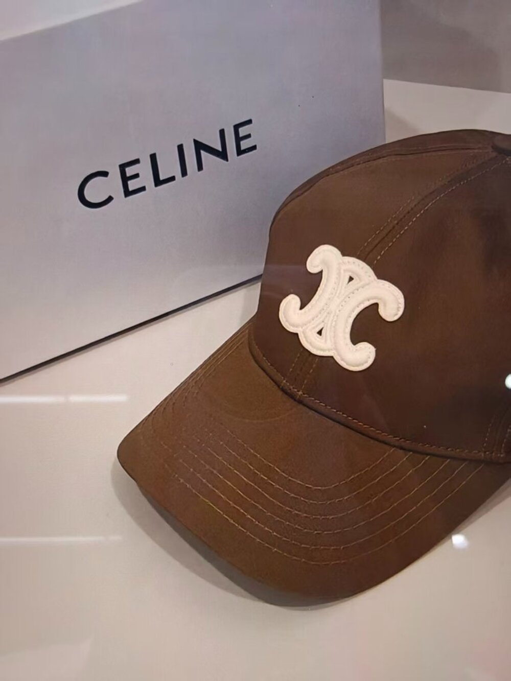 Celine Brown Triomphe Embroidered Baseball